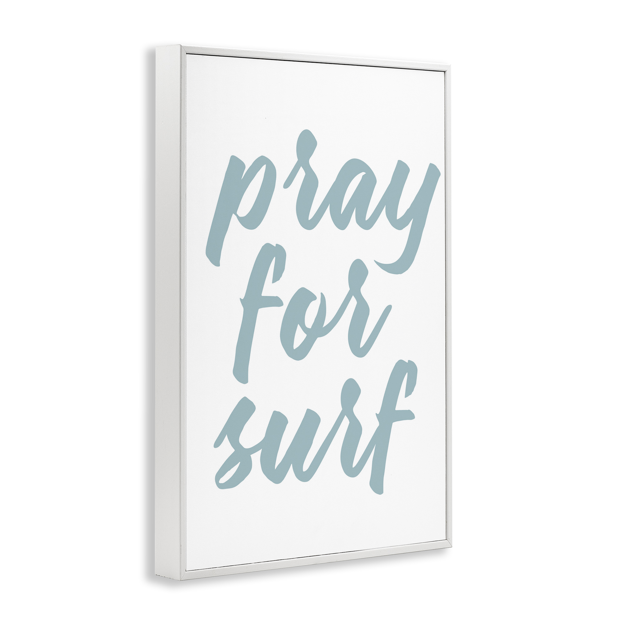 Stupell Industries Pray For Surf Typography Painting White Framed Art Print Wall Art, 12 x 18