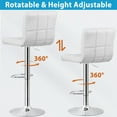 thumbnail image 6 of ZenSports Set of 2 Height Adjustable Swivel Bar Stool PU Leather Kitchen Counter Stool W/Back, White, 6 of 8