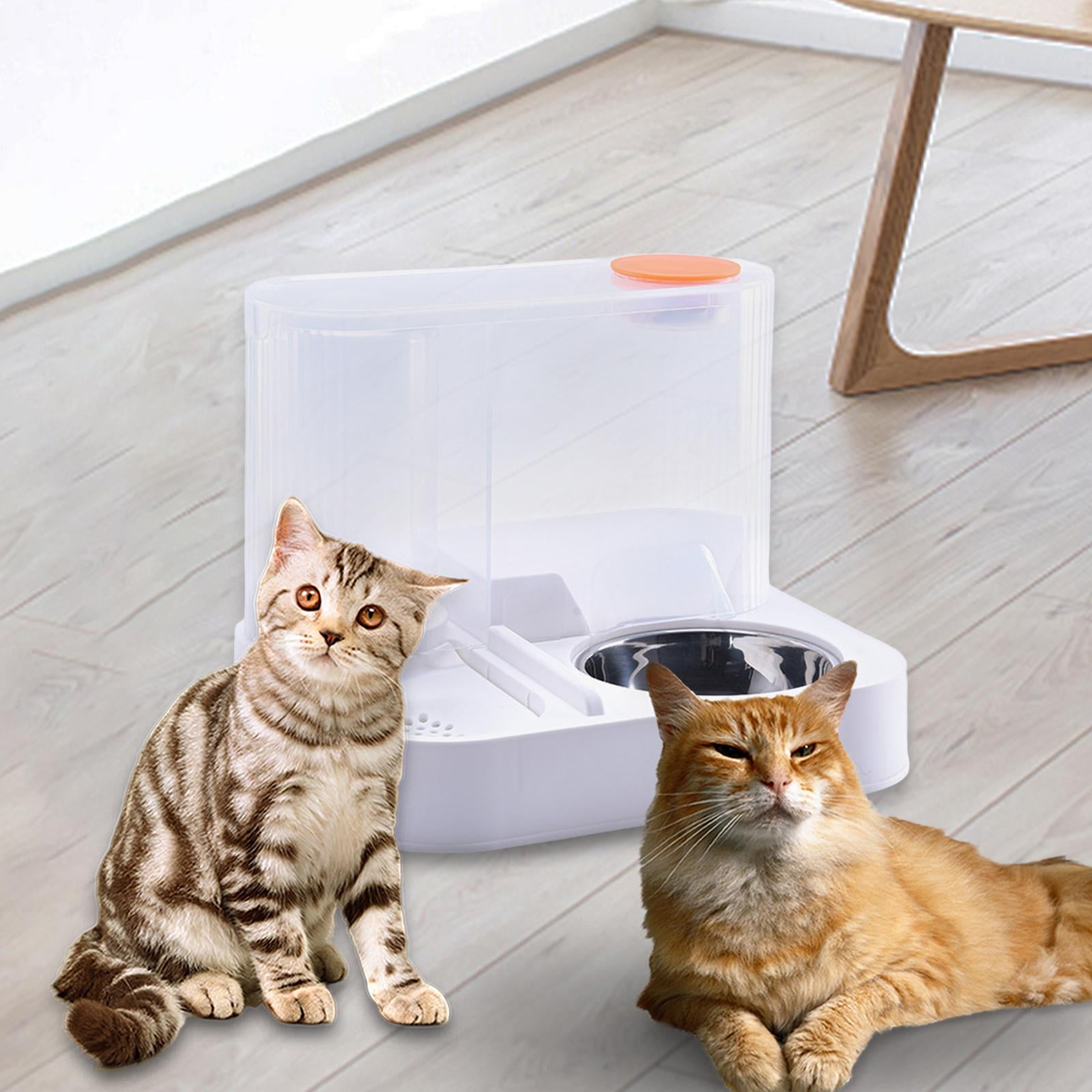 EHJRE Cat Feeder and Water Dispenser Automatic Pet Feeder Cat Dog Bowl Dish Dog Feeder for Indoor Cats Kitten Puppy Bunny With steel bowl