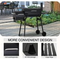 thumbnail image 2 of YouYeap Outdoor Portable BBQ Charcoal Grill with Offset Smoker, Black, 2 of 8