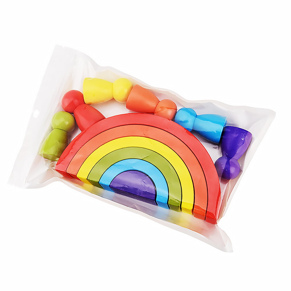 Details about   Kids Rainbow Building Stacker Blocks Shape Color Recognition Children Toys 