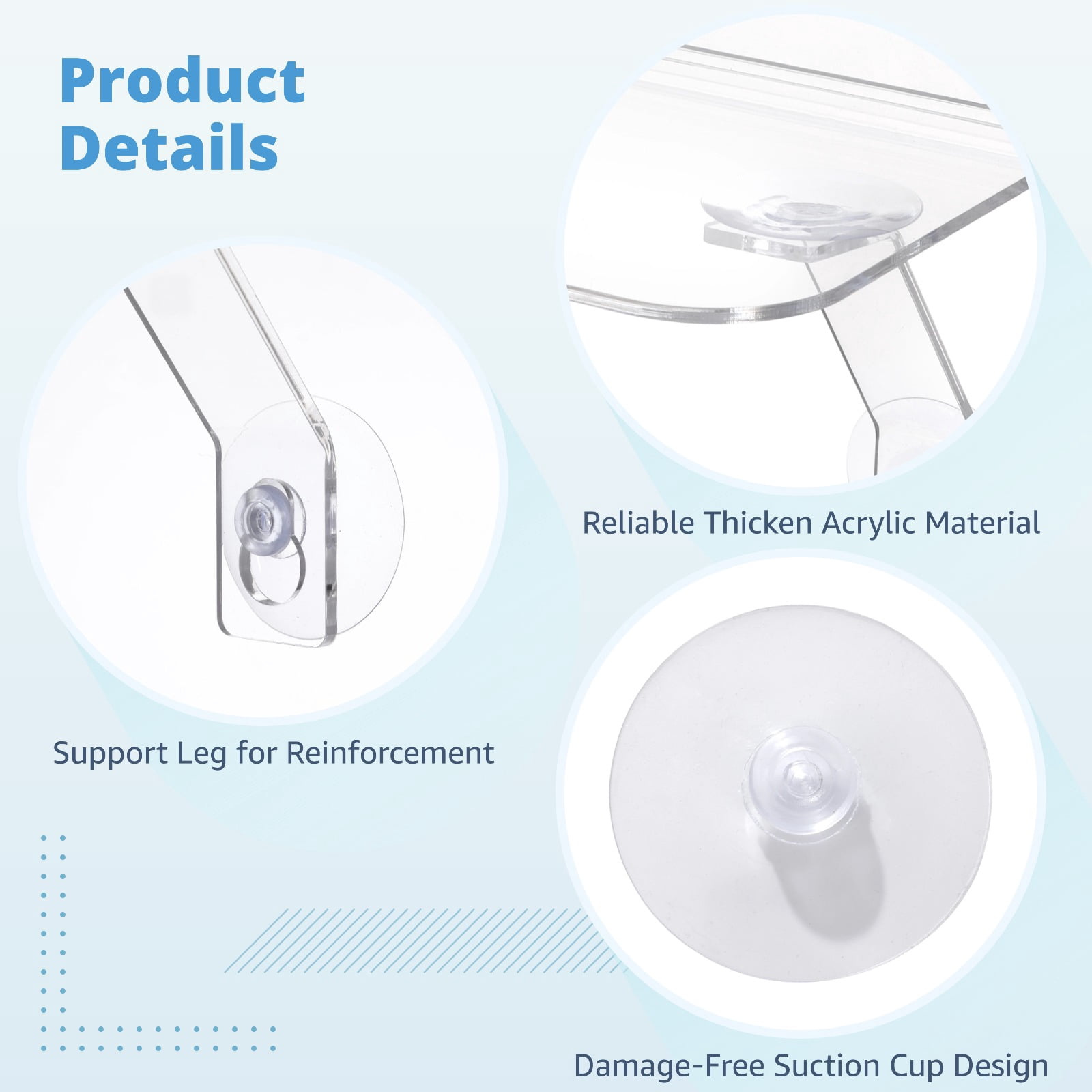 2 Pcs Acrylic Window Plant Shelves, 7.7 in Clear Window Sill Extender with Suction Cups and Support Leg, Floating Shelf for Plants, No Drill, Damage-Free, Easy to Install