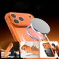 thumbnail image 7 of Case for iPhone 16 Pro with Camera Lens Protector, Compatible with MagSafe, with Camera Cover Kickstand, Skin Friendly Anti-Slip Grip Matte Drop Protective TPU+PC Slim Phone Cover, Orange, 7 of 7