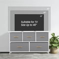 thumbnail image 7 of Bigroof Fabric 5 Drawer Dresser with Wooden Handle - Storage Tower with Large Capacity for Bedroom, Living Room Closets - Steel Frame Wooden Top with Fabric Bins for Clothing Blankets Gray, 7 of 7