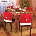 thumbnail image 2 of Spencer Set of 4 Christmas Santa Claus Red Hat Chair Back Covers Dining Chair Slipcovers for Dining Room Christmas Holiday Festive Decor, 2 of 8