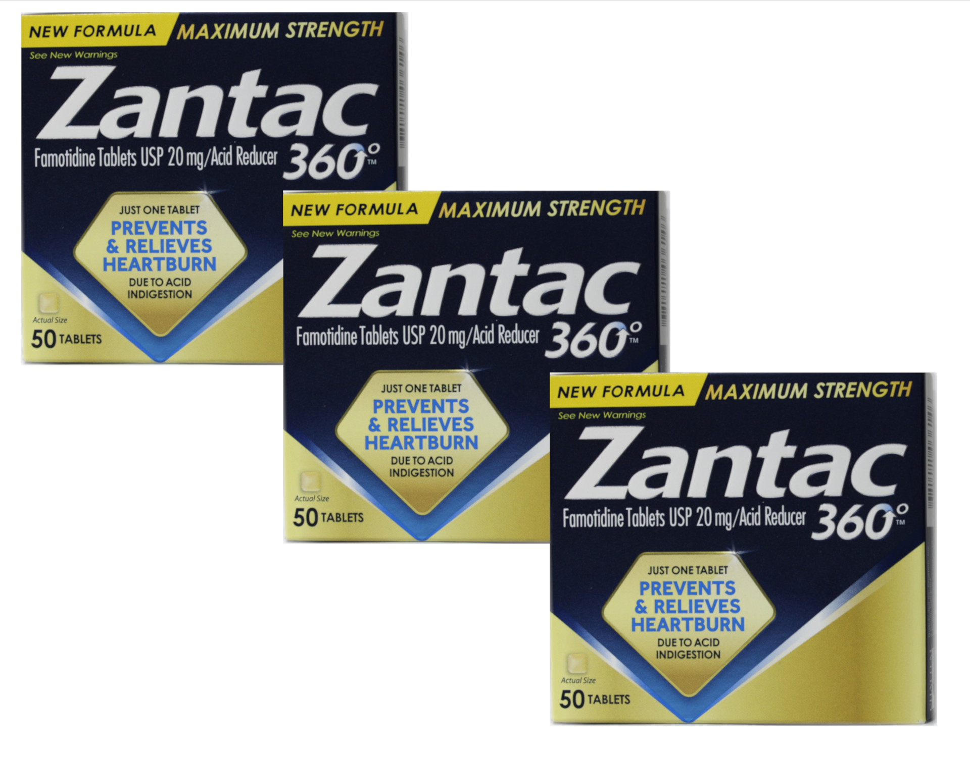 Zantac 360 Maximum Strength 50 Tablets (Pack of 3)