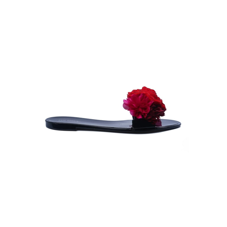 Cape Robbin Women s Casual Fullbloom 3D Black Floral Embellished Flat Jelly Slide Open Toe Slippers Size 6 Walmart