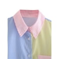 thumbnail image 6 of Franhais  Fall Fashion Tops Button Down Oversized Shirts Long Sleeve Striped Print Color Block Loose Tops（S-L）, 6 of 8