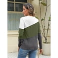 thumbnail image 4 of FUNING  Women's Color Block Tops Casual Long Sleeve Tunic Round Neck Pullover Shirts, 4 of 7