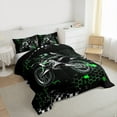 thumbnail image 3 of Homewish Extreme Sport Motorcycle 3-Piece Full Size Comforter Sets For Female Men,Abstract Graffiti Splash Bedding Comforter Set,Gradient Geometric Hexagon Lightweight Bedding Sets, 3 of 8