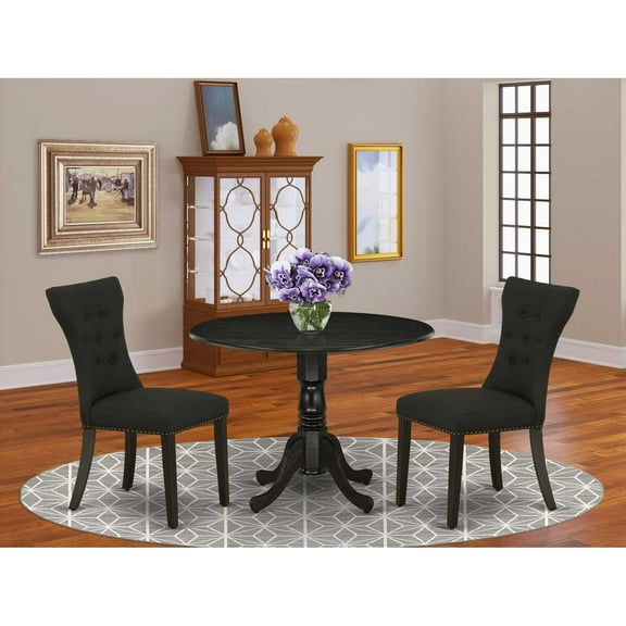 East West Furniture Dining Room Set Wirebrushed Black, DLGA3-ABK-24