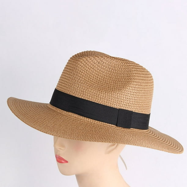 Mens Wide Brim UV Sun Protection Straw Hat Breathable Floppy Summer Beach  Hat
