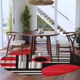 thumbnail image 4 of Black Red White Geometric Round Area&nbsp;Rug 7ft Round Lines Non-Slip&nbsp;Washable Circle Rugs Soft Felt Indoor Floor Mat for Bedroom Kitchen Living Room Bathroom, 4 of 9