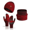 thumbnail image 4 of Winter Beanie Hat Circle Scarves Touchscreen Gloves Set Unisex (Red One Size), 4 of 4