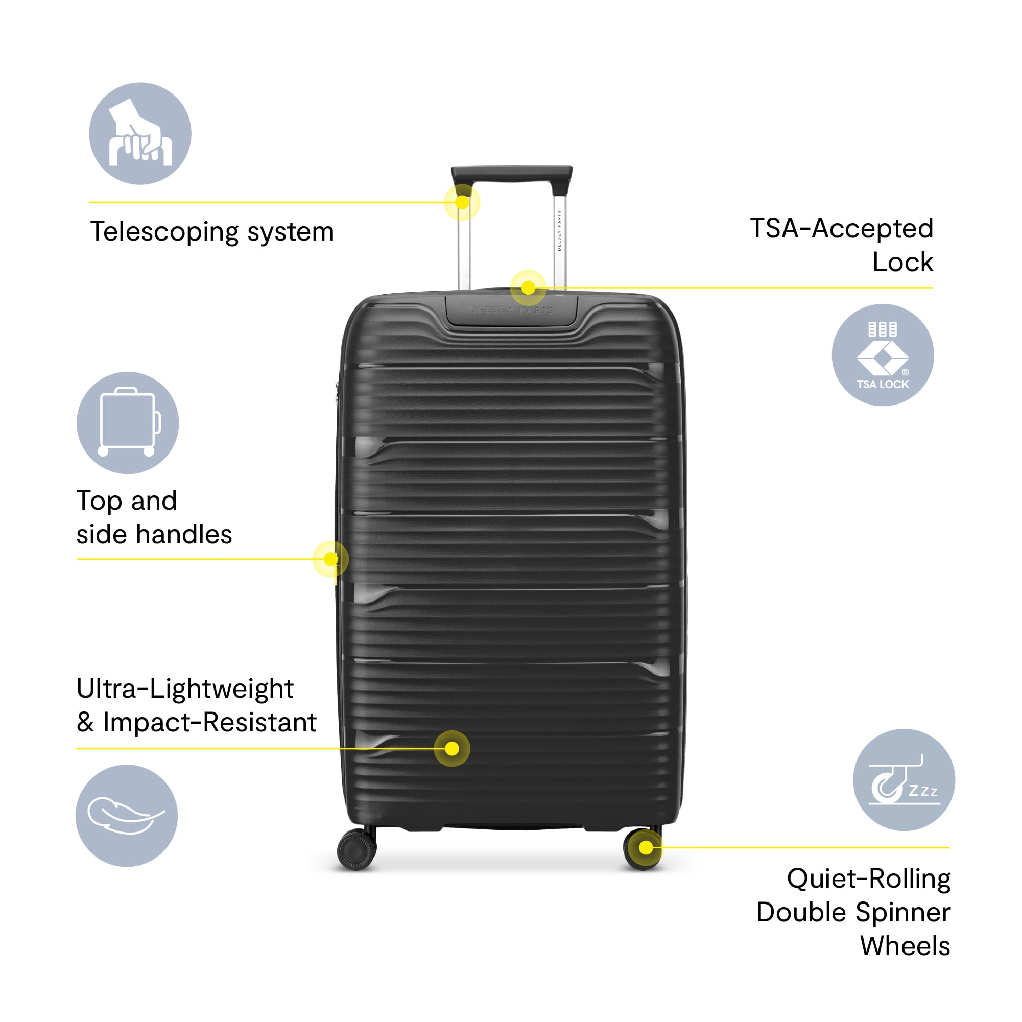 DELSEY PARIS Dune 25" Medium Checked Hardside Expandable Spinner Luggage, Black