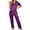 Purple, variant on POROPL Pajamas for Women,Silk Satin Short Sleeve Sleepwear with Button Down Top and Pants Sizes M-5X