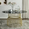 thumbnail image 4 of Furniture of America Bernham Glass Top Round Dining Table, Gold, 4 of 5
