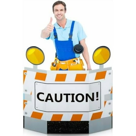 4 ft Construction Barricade Cardboard Standup Cutout – Engineering Theme Party Decor/Photo Prop, Construction Caution Sign Traffic Safety Roadblock Backdrop$$Home Decor, Kitchen, & Other