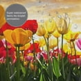 thumbnail image 5 of JOOCAR Tulip Bath Shower Curtain Floral Field Sunset Cloud Pink Yellow Flower Green Leaves Sky Shower Curtains with Hooks 72x72 In, 5 of 7