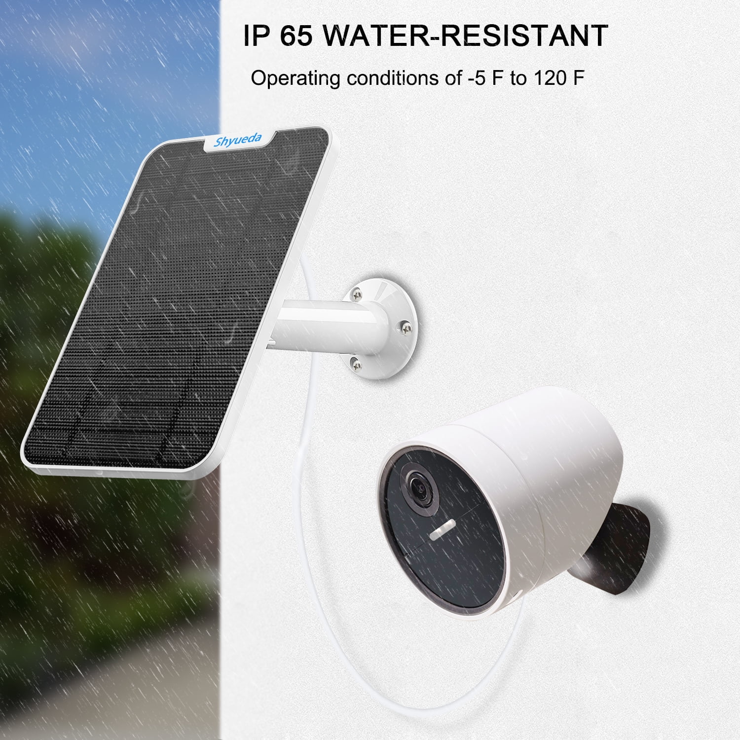 Solar Panel Charging For SimpliSafe Outdoor Camera, with 13.1ft Waterproof Charging Cable, IP65 Weatherproof(2-Pack)