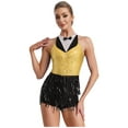 thumbnail image 3 of Kaerm Womens Sequins Tassel Jazz Latin Dance Dress Sleeveless Modern Tango Salsa Dance Leotard Yellow 14, 3 of 6