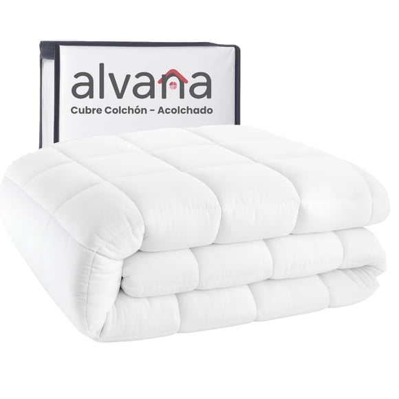 ALVANA Cubre Colchón Acolchado Premium Extra Suave Termorregulable y Hipoalergénico Protector de Colchón con Relleno de Microfibras de Gel (Matrimonial)