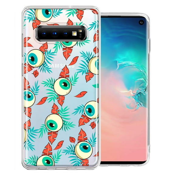 MUNDAZE For Samsung Galaxy S10 Plus Halloween Creepy Tropical Eyeballs Design Double Layer Phone Case Cover