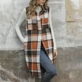 thumbnail image 5 of cocolona Womens Long Plaid Vest Sleeveless Turn Down Collar Flannel Shirts Jacket Fall Winter Outwear Coats with Pockets, 5 of 5