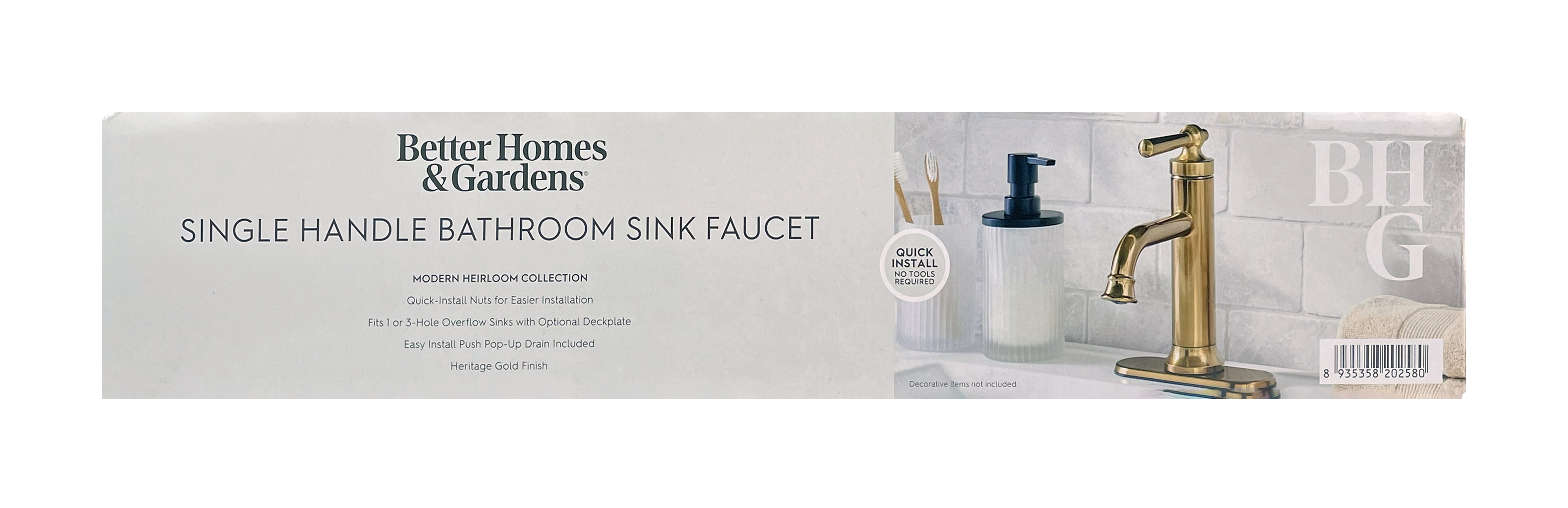 Better Homes & Gardens Modern Heirloom Single Handle Bathroom Faucet in Heritage Gold