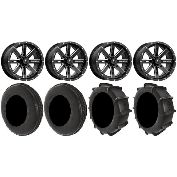 MSA Milled Boxer 14" UTV Wheels 28" Dune Tires Yamaha Viking Wolverine YXZ1000R CFMoto ZForce 950 UForce 1000