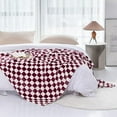 thumbnail image 2 of Throw Blankets Flannel Blanket with Checkerboard Grid Pattern Soft Throw Blanket for Couch, Bed, Sofa Luxurious Warm and Cozy for All Seasons (Burgundy, 50"x60"), 2 of 6