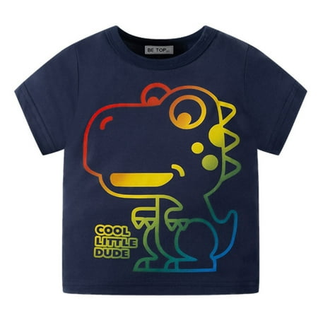 

Lime Top Toddler Kids Baby Boys Girls Summer Cartoon Dinosaur Short Sleeve Crewneck T Shirts Tops Tee Clothes For Children Outfits