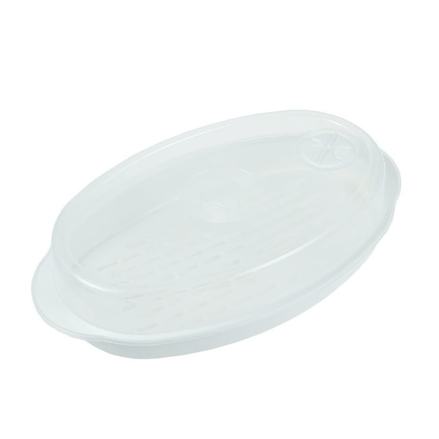 OULII 2Pcs Food Steamer for Cooking White Microwave Steamer for Steaming and Cooking