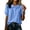 Blue, variant on Vivianyo HD Women's Peter Pan Collar Linen Blend Blouses, Puff Short Sleeve Half Button Solid Casual Shirts for Women, Women's Blue, Sizes S-3XL