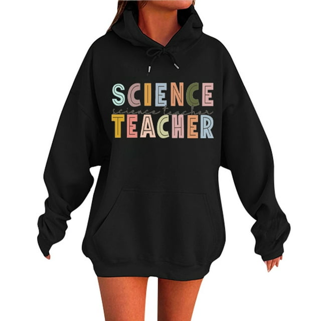 Sweat à Capuche à Manches Longues Imprimé Thème Enseignant avec Poche avant pour Confort Automne Hiver