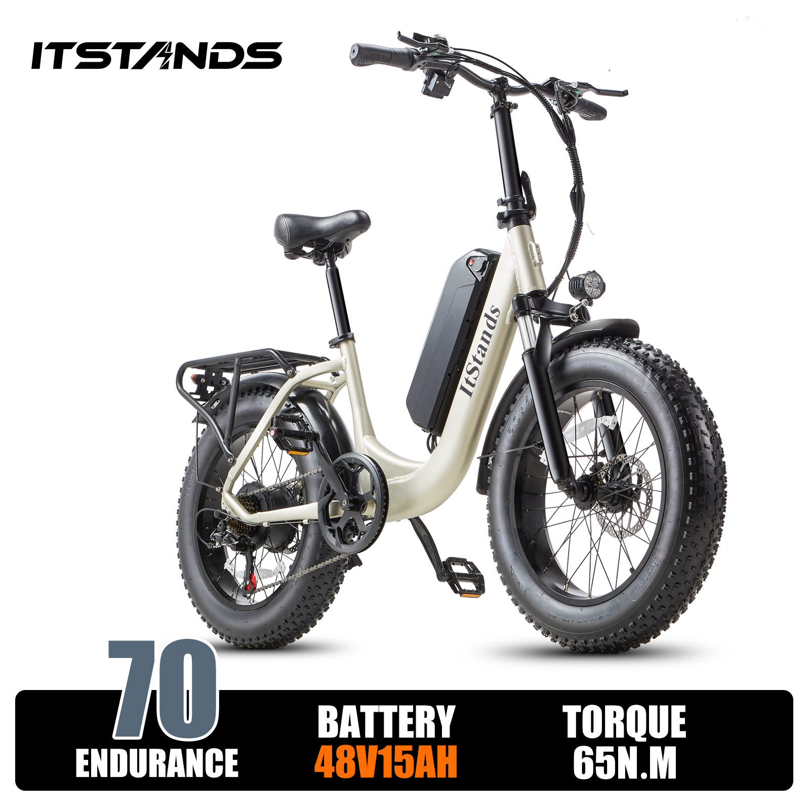 ITSTANDS Electric Bike for Adults 20'', 800W 48V 15AH UL2849 Ebike 28MPH*70Miles Full Suspension E-Montain Bike 4.0 Fat Tire 2 Seats off road Ebike & Dual Disc Brakes E-bicycle