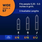 MyONE Condoms Larger Fit Size 57E: Wide (57), Length 5.6” (E), Latex, 36-Count