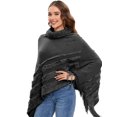 thumbnail image 5 of Women's Poncho Sweater Shawl Warm Wrap Hooded Cape with Fringe for Indoor and Outdoor, 5 of 6