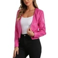 thumbnail image 4 of CHAQUETA DE MUJER INSPIRE CHIC DE CUERO SINTÉTICO CORTA SIN COLLAR ABIERTO DELANTE CHAQUETAS DE MOTO BIKER S ROSA FUERTE, 4 of 6