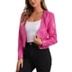 thumbnail image 4 of CHAQUETA DE MUJER INSPIRE CHIC, FAUX LEATHER, CORTA, SIN COLLAR, ABIERTO EN FRONTAL, CHAQUETAS DE MOTO BIKER PU, TALLA M, ROSA FUCSIA, 4 of 6