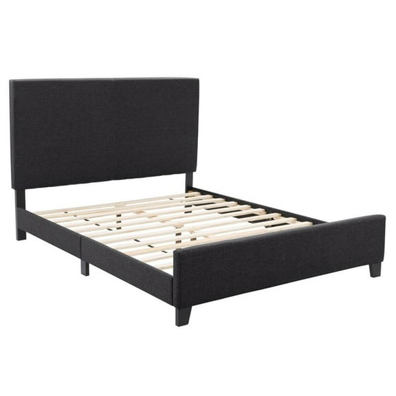 Pemberly Row Modern Engineered Wood and Upholstered Queen Bed in Charcoal