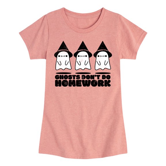 Instant Message - Ghosts Dont Do Homework - Toddler & Youth Girls Short Sleeve Graphic T-Shirt