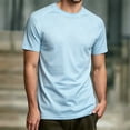 thumbnail image 2 of NinXxx Men's Solid Short Sleeve Crewneck Everyday Basic Comfort Top Light Blue XXXL, 2 of 4