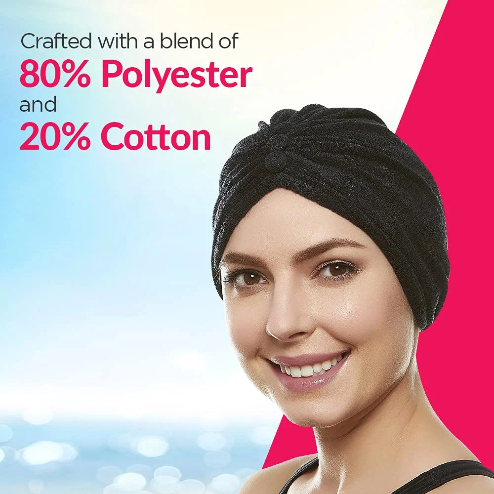 Beemo Soft Terry Cloth Turban Head Cover Hats for Adult Female - Ivory