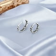 thumbnail image 5 of Simply Casual Oxidized Sterling Silver Curb Chain Mini Hoop Boho Earrings, 5 of 5