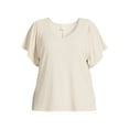 thumbnail image 4 of Terra & Sky Women's Plus Size Ribbed Flutter Sleeve Top, Sizes 0X-5X, 4 of 5