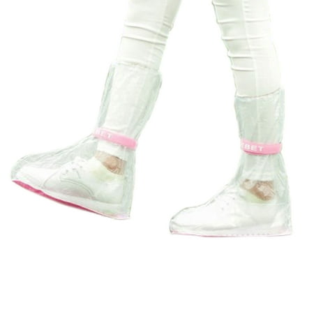 1 Pair Unisex Reusable Rain Boots Shoes Cover Guard Overshoes Pink Clear Size