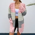 thumbnail image 2 of Womens Cardigan Sweaters Women Open Front Knit Cardigan Striped Color Block Long Sleeve With Pockets Fall Cardigan Pink M, 2 of 6