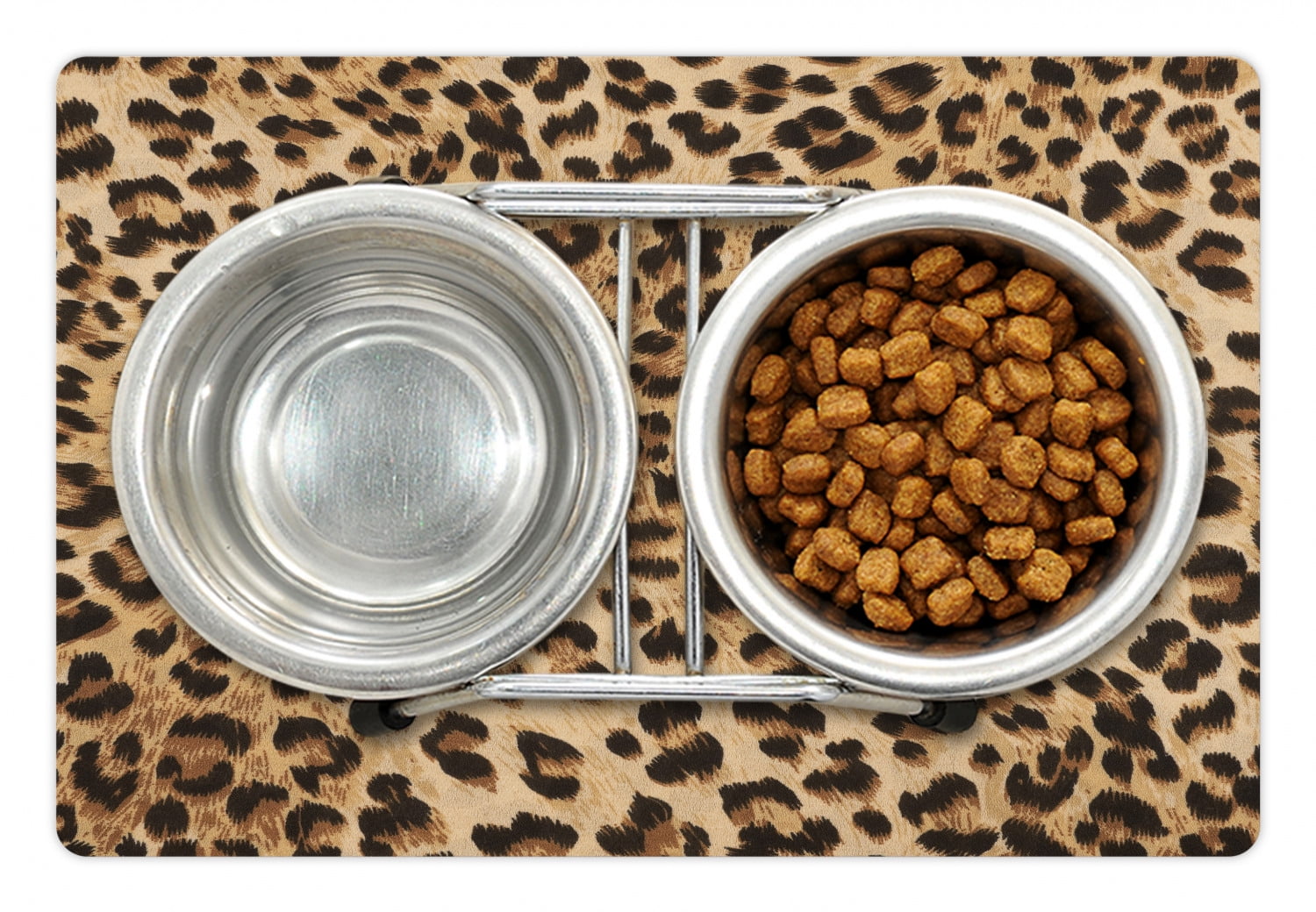 Leopard Print Pet Mat for Food and Water, Skin Pattern of a Wild Safari