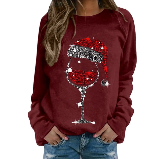 Kcodviy Chandail en Molleton pour Femmes Joyeux Chandail en Molleton Universitaire Femmes Imprimé de Noël Col Rond Chandail à Capuche Extraterrestre Femmes Ajusté chandail Hauts Confortables Chandails en Molleton Femmes Manches Longues Chemises d'Entraînement Amples